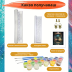 Комплект „Рисуване по номера“ с платно, контурна схема, четки и акрилни бои