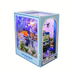 Book nook „Underwater World“ с LED осветление, миниатюрен подводен влак, морски растения и детайли, декоративна книжна ниша с подводна сцена