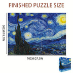 Размер на готов пъзел „Звездна нощ“ от Ван Гог – 70 × 50 см