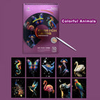 Комплект скреч картини „Цветни животни“ с 10 илюстрации и инструмент за изстъргване
